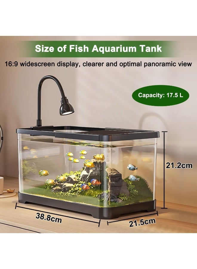 M.A&F's Fish Aquarium Tank Ultra Clear Fish Bowls with Oxygen Pump Lamp Cover, Turtle Tank Tortoise Aquarium Reptile Habitat Terrariums, Betta Goldfish Tanks for Crayfish Shrimp Small Amphibious Creatures - Image 3